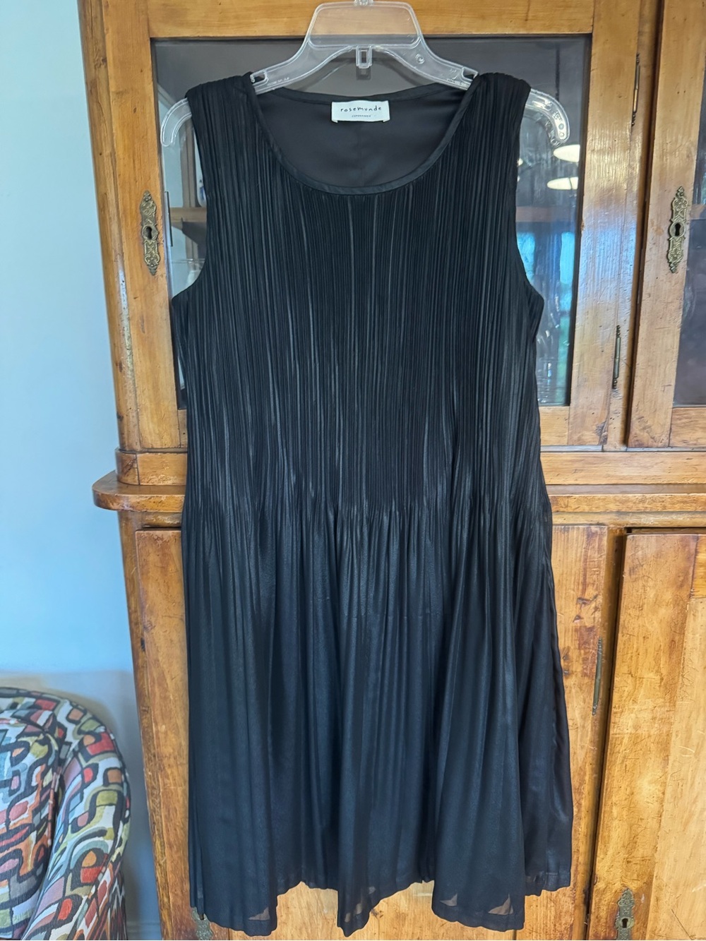 Rosemunde Copenhagen Pleated Black Sleeveless Dress size Large